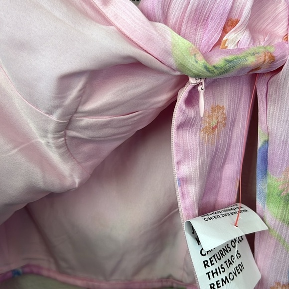 ASOS Design Corset Top With Ruffle Shoulder In Pink Occasion Floral Print Size 4 - Picture 12 of 15